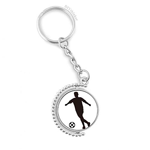 Llavero de fútbol con anillo de cadena y pieza central giratoria
