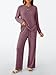 LILLUSORY Womens Lounge Sets 2 Piece Matching Pajamas Fall Fashion 2026 Ribbed Knit Outfits Long Sleeve Casual Sweatsuits Trendy Plus Size Sweaters Cute Sleep Wears Travel Soft Clothes WineRed XL