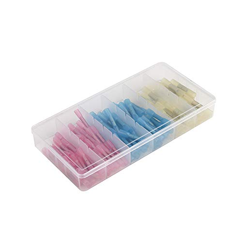 100Pcs Electrical Wire Splice Cable Crimp Terminals Connectors AWG 22-10 Waterproof Heat Shrink Butt Connectors Kit