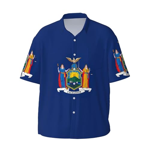 Chemise imprimé drapeau New York manches courtes légère et décontractée