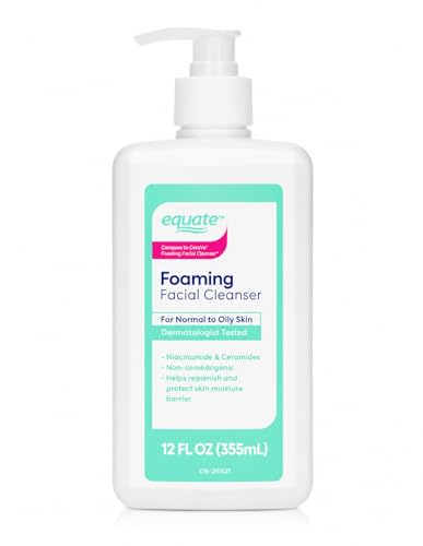 Equate Foaming Facial Cleanser, Niacinamide & Ceramides, Non-Comedogenic, Daily Face Wash for Normal to Oily Skin, 12 fl oz image 5