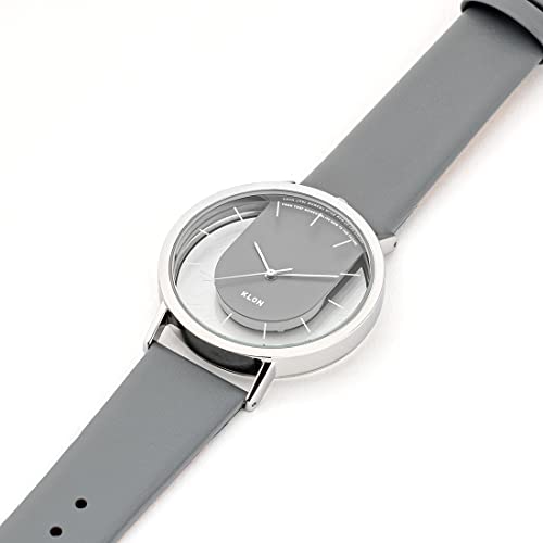 腕時計 メンズ グレー人気 ブランド レザー おしゃれ レディース ユニセックス スケルトンウォッチ KLON INVISIBLE RELATION GRAY 40mm 商品画像3