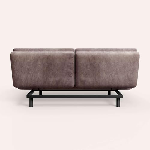 Image of Interio by Godrej Indulge Convertible Sofa Bed - Fab Leather Upholstery with Adjustable Arm & Backrest, 1-Year Warranty, Brown