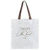 Christian Art Gifts Reusable Fashion Shopping Tote Bag for Women: Trust in the Lord - Proverbs 3:5 Inspirational Bible Verse Durable Handbag for Travel, Groceries, Books, Supplies, White/Beige/Brown