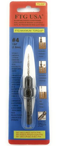 Image of FTG USA #4 (7 /64 inch) Adjustable Tapered Wood Countersink Drill Bit | Sharp tapered drill bit for clean woodworking. Great for adjustable countersink drilling projects on hard or soft wood