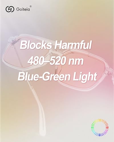 Image of Goiteia FL-Rose Migraine Glasses,Blocks 480-520 nm Light, Light Sensitivity Glasses for Fluorescent LED Glare,Photophobia