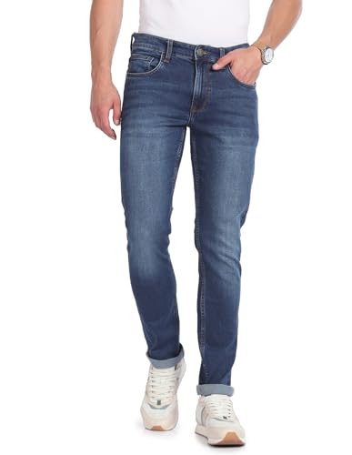Image of Arvind AD Mid Rise Blue Skinny Fit Jeans