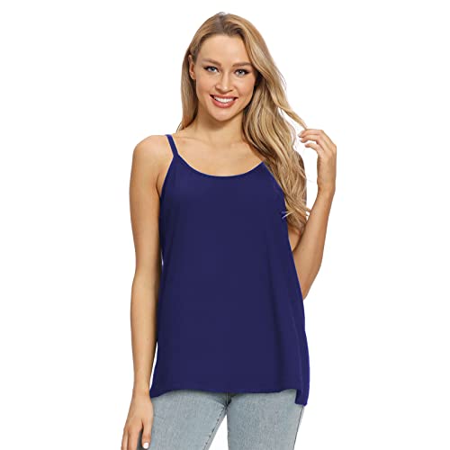 Image of Womens Loose Camisole Top with Built in Padded Bra Flowy Pleated Tank Cami Top