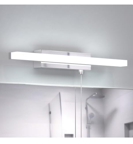 Lamptobe Modern LED Bathroom Mirror Light with Pull Cord Switch - 9W 230V Cold White 6000K Bathroom Lamp IP44 Waterproof - 850lm Bright Wall Light Over Mirror Lamp for Shaving and Makeup