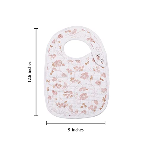 Snap Muslin Bibs For Girls, 3-Pack Baby Bibs For Infants, Newborns And Toddlers, 100% Cotton Muslin Absorbent & Soft Layers, Adjustable Snaps,"Spring" #TOP6