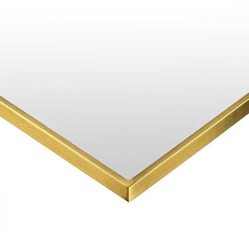 Image of TEHOME Gold Bathroom Vanity Mirror with Squared Corners, 24x40'' Brushed Brass Rectangle Stainless Steel Metal Framed Mirror for Bathroom