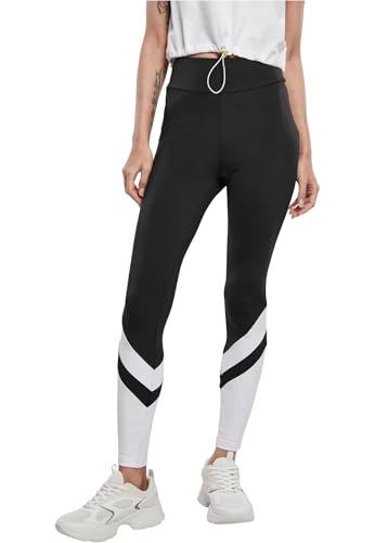Urban Classics Ladies Arrow High Waist Leggings, Nero/Bianco, XXX-Large Donna