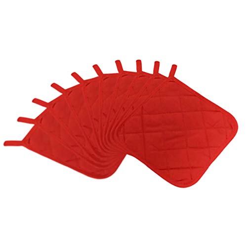Lobyn Value Packs Economical Lightweight Bulk Potholders Ten (10) Pack Everyday Quality 6.5" Square Perfect For Craft Projects Brite Red #TOP4