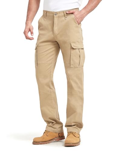 Zylioo Extra Tall Relaxed Fit Casual Pants for Men, 6 Pocket Black Work Pants, 36