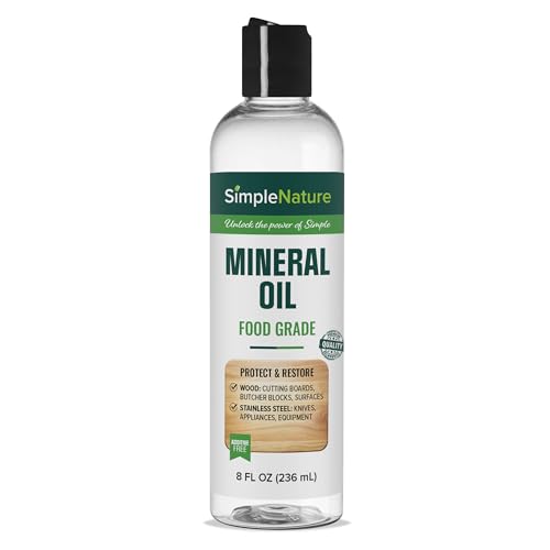 Simplenature Food Grade Mineral Oil - For Moisturizing, Lubricating, Restoring & Protecting Wood, Cutting Boards, Butcher Block, Countertops, And Stainless Steel (8 Fl Oz Bottle)