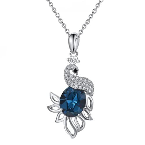 Image of 925 Sterling Silver Cubic Zirconia Crystal Peacock Necklace Gift For Self, Necklace For Girls With Message Card