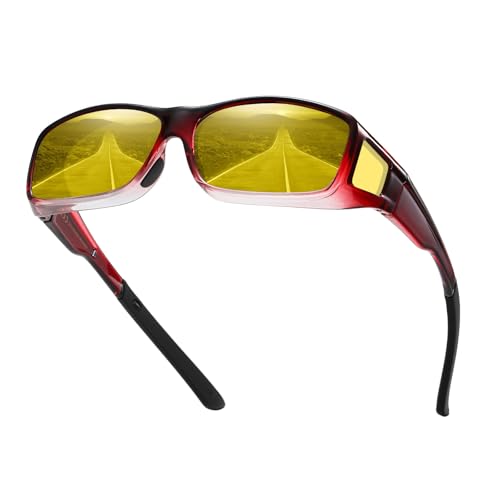 Image of HAOLOTA Night Vision Driving Over Glasses, Polarized Nighttime Glasses Men Women Anti Glare Yellow Tinted Lens