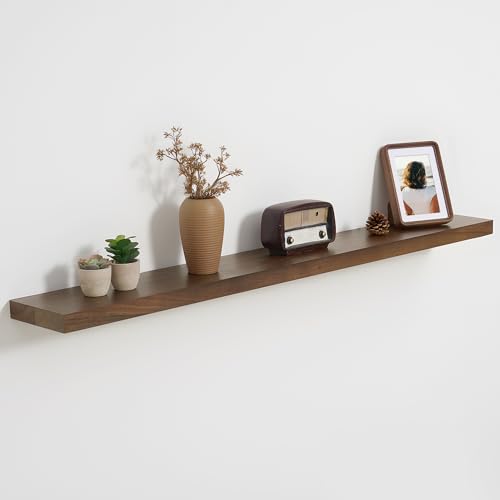 Axeman 48 Inch Solid Walnut Wood Floating Shelves 6.7in Deep Wall Shelves