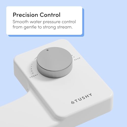 Image of TUSHY NEW Fresh Dual Nozzle Cool Water Bidet: Ultra Slim Toilet Seat Attachment Sprayer with Luxury 2 in 1 Front & Rear, Self-Cleaning, 180º Clean, (DIY Install, 10 Minutes), Matte Silver Knob