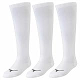 [ラケットフィールド] 【野球ステッカー付き】野球 ソックス ミズノ アンダーストッキング 3足組 12JX2U ジュニア規格あり ユニセックス 男女兼用 ワイドヒール設計 ロング丈 破れにくい 長持ち ショーとフィットパンツ着用にも対応 (01ホワイト, 26-29cm)