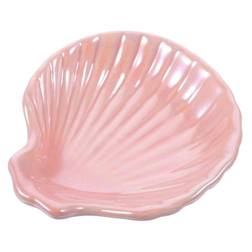 FONDOTIN placa de lápiz labial tocadores paneles decorativos Joyero de cerámica plato de joyería bandeja decorativa Boda titular de la joyería de cerámica Exhibición de pendientes rosa