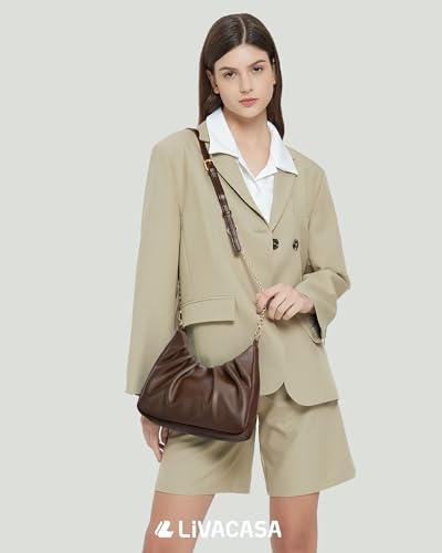 LIVACASA Shoulder Bags for Women, Cute Soft Small Clutch Purses,PU Leather Hobo Crossbody Tote Dumpling Bags with Pockets3