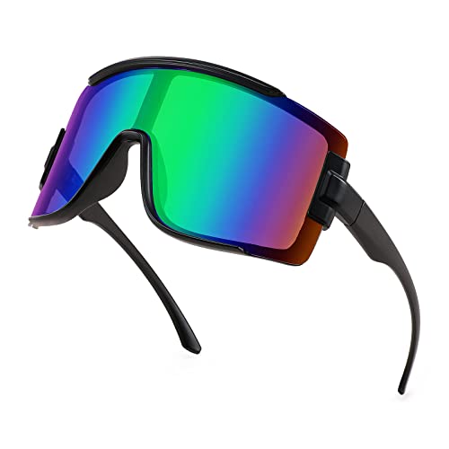 Image of Big Shield Wraparound Sunglasses Men Women Sport Sunglasses 80s Ski Visor Mirror Glasses Cycling Outdoor