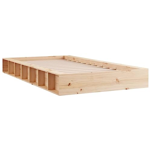 vidaXL Estructura de Cama Individual Somier Dormitorio Base Habitación Muebles Mobiliario Hogar Cuarto Descanso de Madera Maciza 90x190 cm