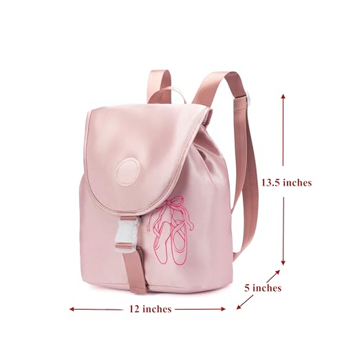 Image of Girls Ballet Backpack - Customized Dance Backpack by Velcro Badge,15Liter Capacity for Teen GIrls(Powder Pink)