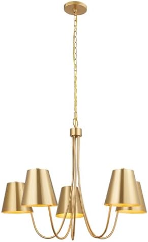 Savoy House M100142NB Meridian Modern Opaque Metal Chandelier, 5-Light 300 Total Watts, 23" H x 32" W, Natural Brass