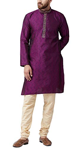 Sojanya (Since 1958 Men'S Jacquard Silk Kurta & Churidaar Pyjama