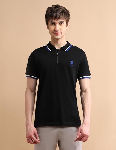 Image of U.S. Polo ASSN. Solid Slim Fit Polo T Shirts for Men - 100% Cotton, Half Sleeve Mens Tshirt