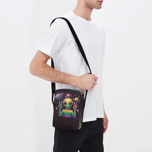 MCHIVER Small Messenger Bag Lgbt Peace Alien Black Crossbody Bag for Men Women Handbags Fanny Packs for Concert Beach Travel3
