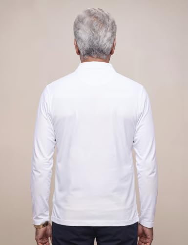 Image of Symbol Classic Men's Senior Wear Super Soft Cotton Stretch Polo | Regular Fit | Full Sleeve | Self Fabric Collar | Snap Buttons | Elderly Wear