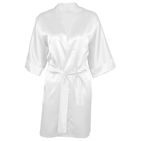 DKaren Ecru Satin Dressing Gown for Women Cover