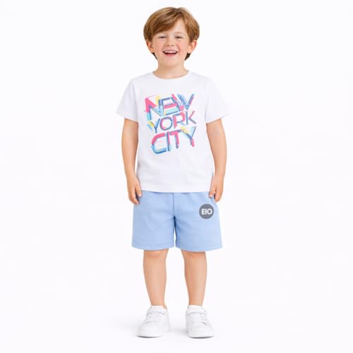 Image of EIO Boys Cotton Printed Dress Clothing Set Combo with Tshirts & Shorts-Pack 3