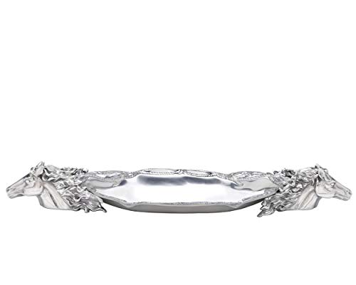 Arthur Court Aluminum Horse Head Centerpiece Tray 24.5x8