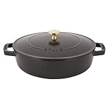 [ ストウブ 鍋 ] Staub ブレイザー ソテーパン 24cm IH対応 ホーロー鍋 両手鍋 おしゃれ 保温 12612425/40511-473-0 ブラック Braiser w/Chistera Drop - Structure Round black [並行輸入品]