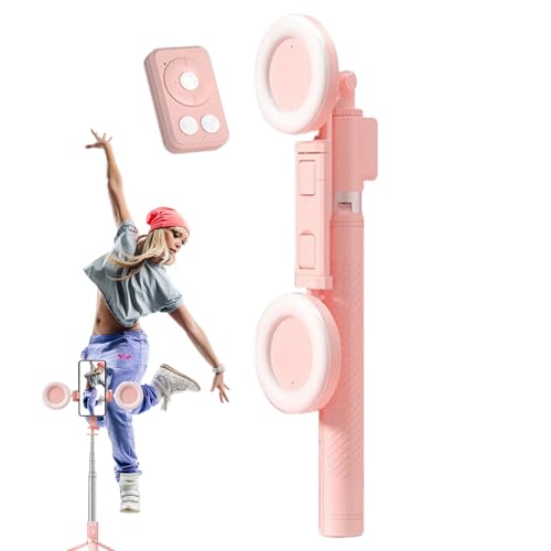 Selfie Stick Trípode - Soporte de teléfono rotativo, trípode de aleación de Aluminio liviano | Ajustes de luz versátiles, versátiles para Cualquier ángulo, fotografía, grabación de Video