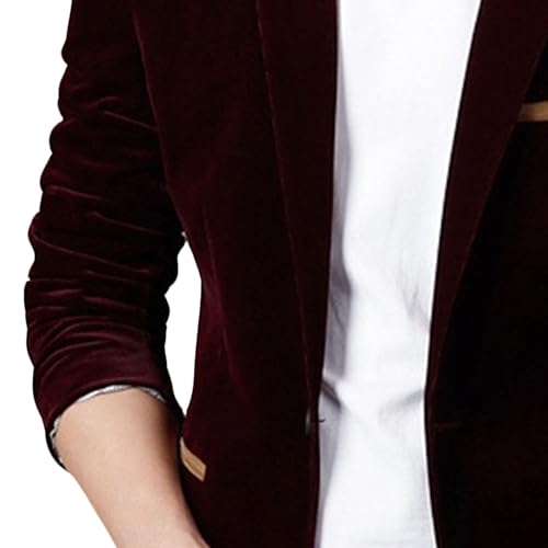 Men's Business Casual Wrinkle-Resistant Blazer One Button Corduroy Suit Jacket Slim Fit Work Wear Sport Coat3