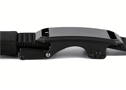 1 PCS New Automatic Buckle Belt, Canvas Workwear Outdoor Training Pants for Men(Gray)4