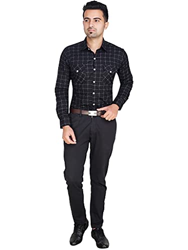 Image of Checks Slim Fit Double Pocket Full Sleeves Shirt - Set of 1