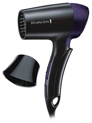 Remington Asciugacapelli estremamente piccolo e pieghevole On The Go 1400 W, bocchetta per lo styling, 2 livelli di riscaldamento e ventola, Asciugacapelli da viaggio D2400