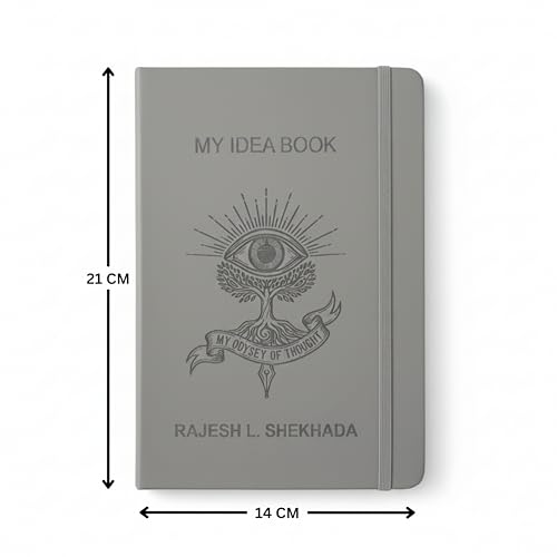 Image of Personalized Journal - Custom Name Hardcover Diary for Men & Women, Premium Paper, Durable Grey Finish (Grey-Eye-Custom)