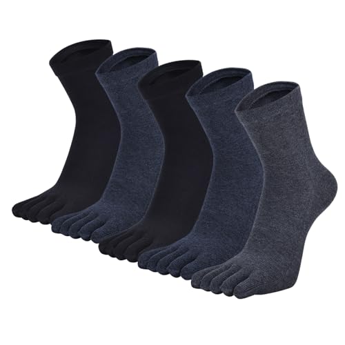 Soleeya 5 Paia Calzini con Dita Separate Donna Uomo, 39-45 Calze con le Dita Donna Uomo Sportivi in Cotone Traspirante Calze 5 Dita (IT, Numero, 39, 45, Regular, Regular, 3 colori)