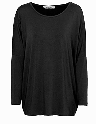 Van Der Rich ® - Top Bluse Oversize, mit Langarm (Made in Italy) - Damen (Schwarz, L) Cover