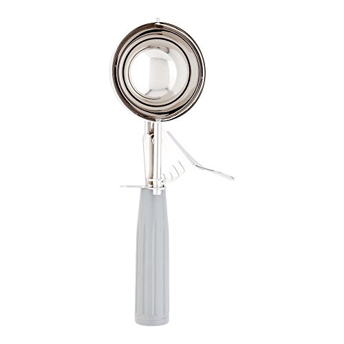 Image of Restaurantware 4 Ounce Portion Scoop, 1 Trigger Release Stainless Steel Cookie Scoop - With Gray Handle, Stainless Steel Disher, For Portion Control, Cookie Dough, Cupcake Batter, Or Ice Cream