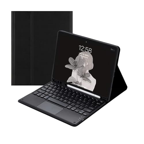 Clavier tactile QWERTY et étui de protection en cuir noir pour iPad 10e génération 10.9 pouces