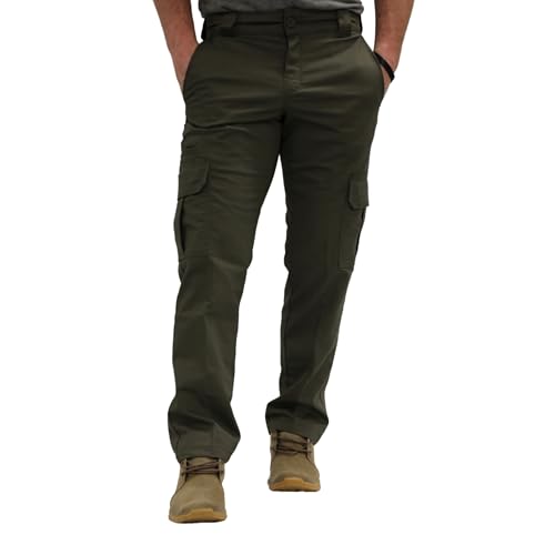 Dickies Men’s Flex Slim Straight Cargo Pants – Stretch Work Pants with Utility Pockets, Ideal for Uniform or Office Wear, Moss Green, 32W x 32L