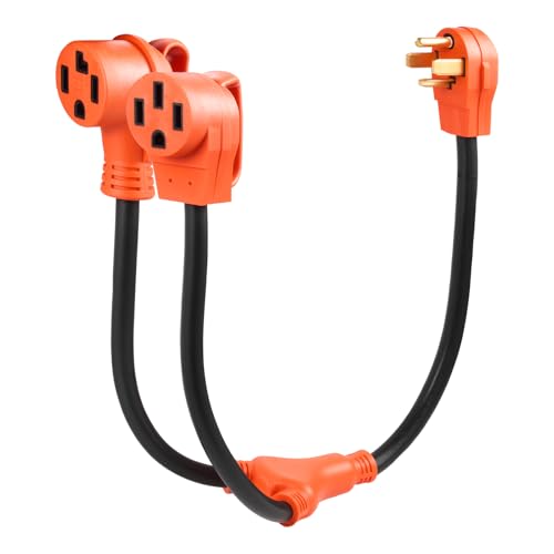 VEVOR Y Splitter Adapter 30 Amp 4 Prong Outlet 240 Volt Dryer to EV Charger Adapter NEMA 14-30P to 14-30R/14-50R with Grip Handle Heavy Duty 10 AWG STW Wire for EV Charger Dryer RV